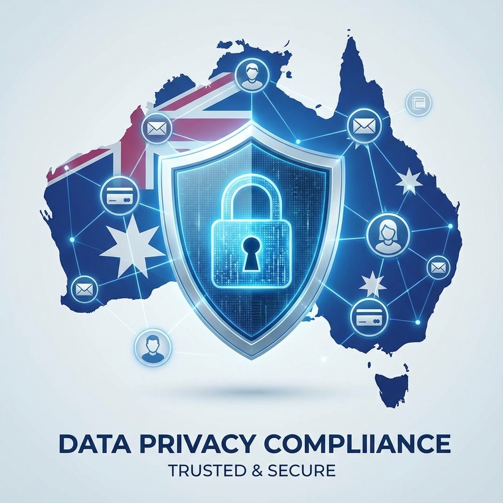 Conceptual illustration of data privacy compliance and security